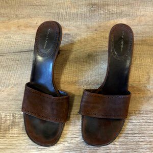 vintage banana republic brown suede sandal/wedge